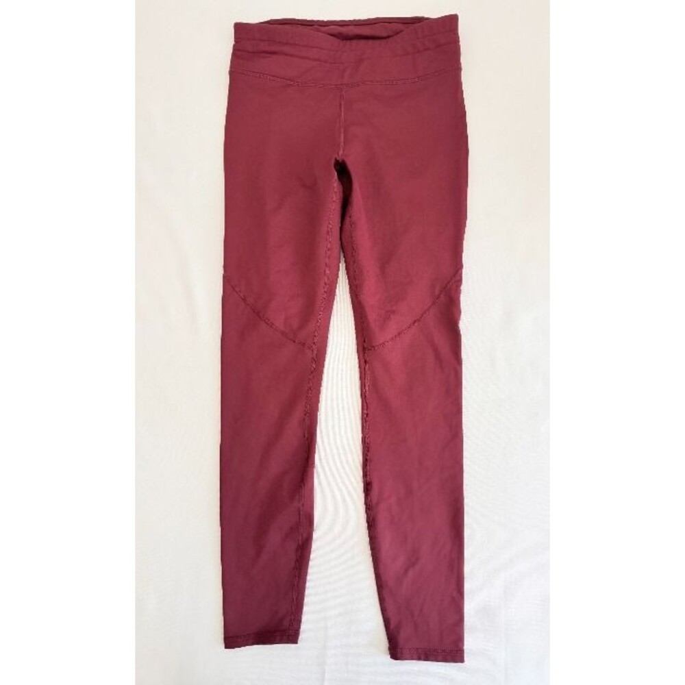 Fabletics Burgundy Athletic Leggings Medium Zip Pocket